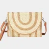 Fashnzfab Sequin Mixed Two Tone Straw Clutch Bag / Crossbody Bag In Sand