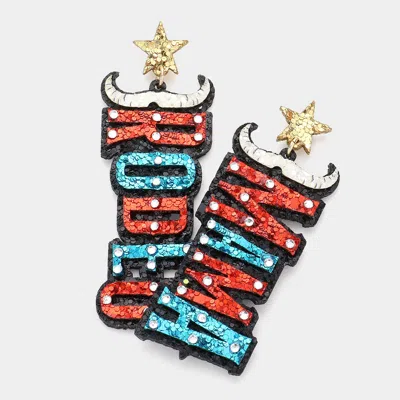 Fashnzfab Sequin Rodeo Mama Message Dangle Earrings In Multi