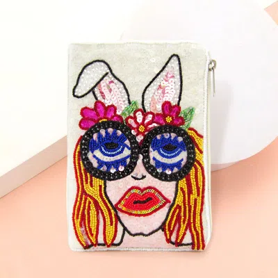 Fashnzfab Sequin Seed Beaded Bunny Girl Crossbody Bag In Multi