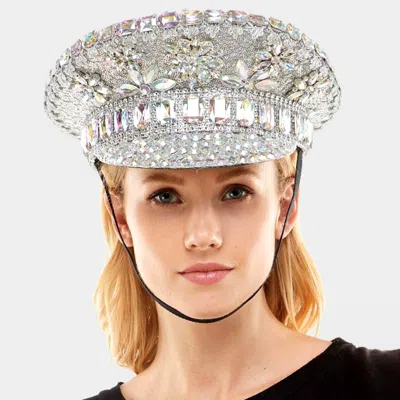 Fashnzfab Sequin Studded Bling Hat In Silver