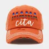 Fashnzfab Serape Mama Cita Message Vintage Baseball Cap In Orange