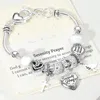 Fashnzfab Serenity Prayer Heart Cross Multi Bead Bracelet Antique Silver, Multi In Multi