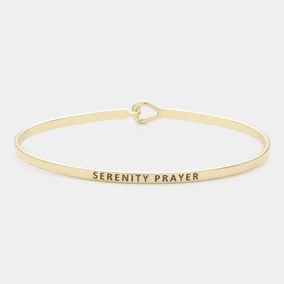 Fashnzfab Serenity Prayer Message Thin Brass Metal Hook Bracelet In Gold