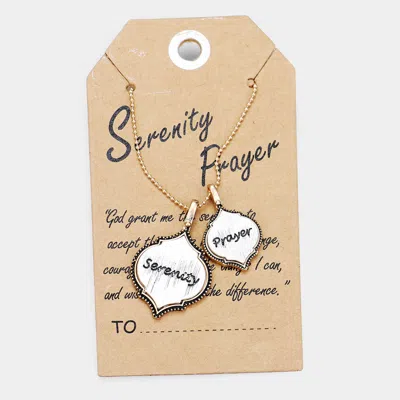 Fashnzfab 'serenity Prayer' Moroccan Shape Metal Pendant Necklace In Gold