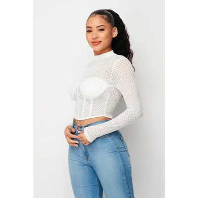 Fashnzfab Sexy Mesh Mock Neck Top In Multi