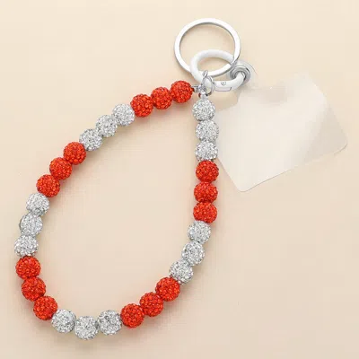 Fashnzfab Shamballa Ball Beaded Keychain / Phone Charm Wrist Strap In Red