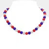 Fashnzfab Shamballa Ball Beaded Necklace In Blue