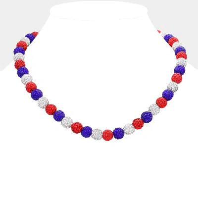 Fashnzfab Shamballa Ball Beaded Necklace In Blue