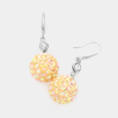 Fashnzfab Shamballa Ball Dangle Earrings In Orange