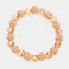 Fashnzfab Shamballa Ball Faceted Bead Stretch Bracelet Lt Col Topaz In Multi