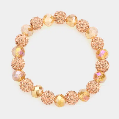 Fashnzfab Shamballa Ball Faceted Bead Stretch Bracelet Lt Col Topaz In Multi