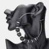 Fashnzfab Shamballa Ball Hoop Earrings - Jet Black In Black