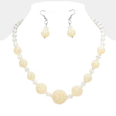 Fashnzfab Shamballa Ball Necklace In Metallic