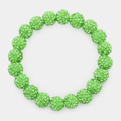 Fashnzfab Shamballa Ball Stretch Bracelet Green