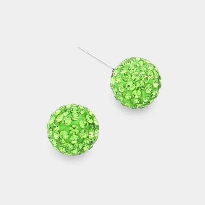 Fashnzfab Shamballa Ball Stud Earrings - Peridot In Green