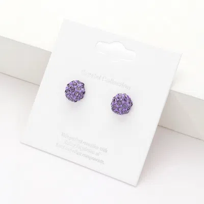 Fashnzfab Shamballa Ball Stud Earrings - Tanzanite In Purple