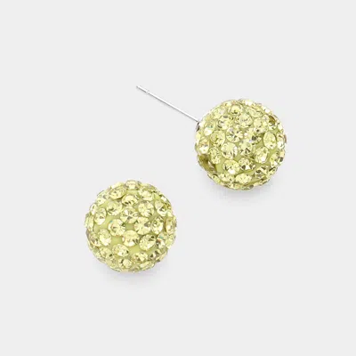 Fashnzfab Shamballa Ball Stud Earrings - Yellow