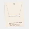 Fashnzfab 'she Believed She Could' Horizontal Metal Bar Pendant Necklace In Silver
