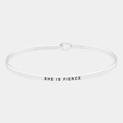 Fashnzfab She Is Fierce _ Thin Metal Hook Bracelet Rhodium In Silver