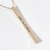 Fashnzfab She Is Fierce Brass Metal Bar Pendant Necklace In Gold