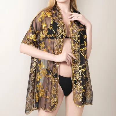 Fashnzfab Sheer Sequin Beaded Shawl Wrap Scarf In Multi