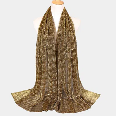 Fashnzfab Sheer Solid Color Sparkling Metallic Line Patterned Lightweight Scarf / Shawl In Multi