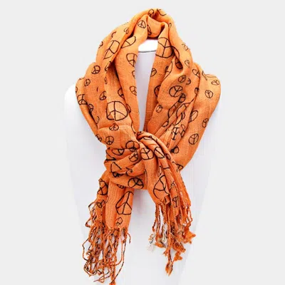 Fashnzfab Sheer Solid Color Sparkling Metallic Line Patterned Lightweight Scarf / Shawl In Orange