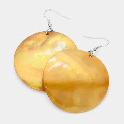 Fashnzfab Shell Circle Dangle Earrings - Brown, Silver In Gold