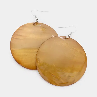 Fashnzfab Shell Circle Dangle Earrings - Brown, Silver