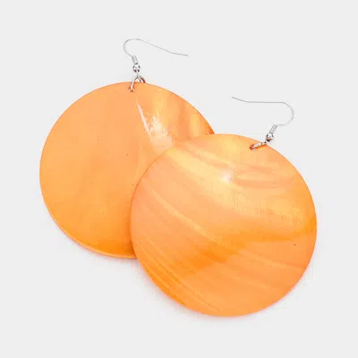 Fashnzfab Shell Circle Dangle Earrings - Orange, Silver