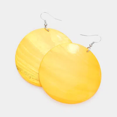 Fashnzfab Shell Circle Dangle Earrings - Silver, Yellow