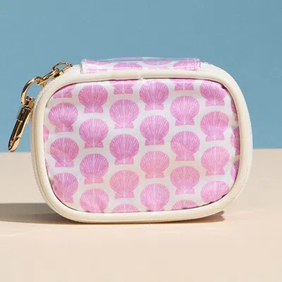 Fashnzfab Shell Pattern Print Mini Zip Keychain Pouch Bag In Multi