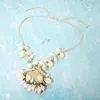 Fashnzfab Shell Pendant Beaded Adjustable Cinch Pull Tie Statement Long Necklace In Blue