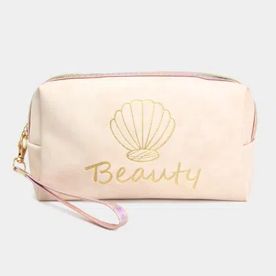 Fashnzfab Shell Point Beauty Cosmetic Pouch Bag In Multi