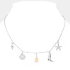 Fashnzfab Shell Western Boots Starfish Charm Station Necklace In Metallic