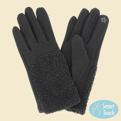 Fashnzfab Sherpa Accent Smart Touch Winter Gloves In Black