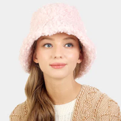 Fashnzfab Sherpa Bucket Hat In Pink