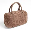 Fashnzfab Sherpa Mini Tote Bag In Brown