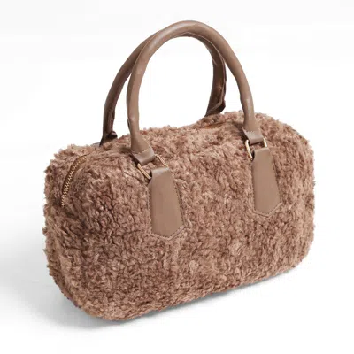 Fashnzfab Sherpa Mini Tote Bag In Brown