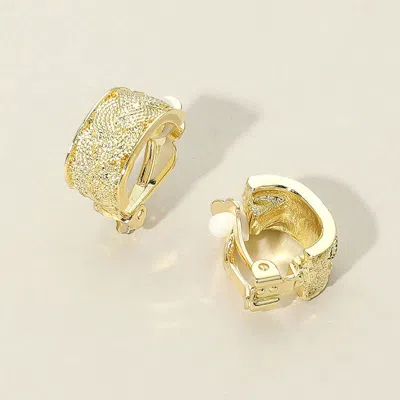 Fashnzfab Shimmer Finish Textured Metal Clip On Earrings In Gold