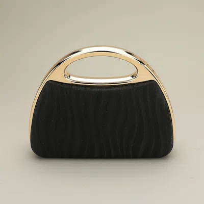Fashnzfab Shimmering Structured Evening Clutch Crossbody Bag In Black