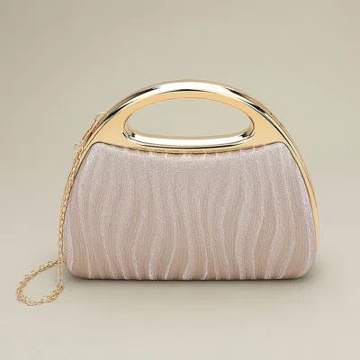 Fashnzfab Shimmering Structured Evening Clutch Crossbody Bag In White