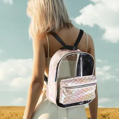 Fashnzfab Shimmery Clear Transparent Backpack In Silver