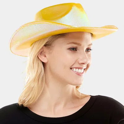 Fashnzfab Shimmery Cowboy Hat In Beige