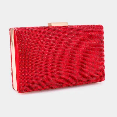 Fashnzfab Shimmery Evening 7.75" X 1.25" X 4.5" Clutch Bag In Red