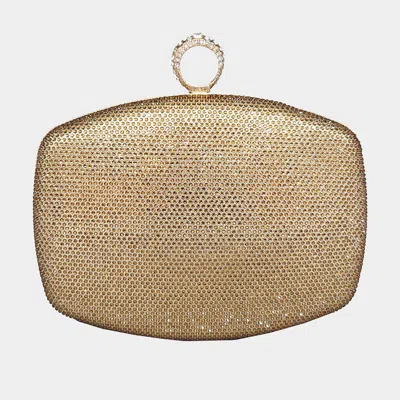 Fashnzfab Shimmery Evening Clutch Bag 7" X 6.5" In Gold