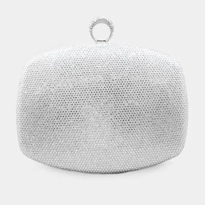 Fashnzfab Shimmery Evening Clutch Bag 7" X 6.5" In Silver