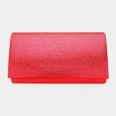 Fashnzfab Shimmery Evening Clutch Bag In Red