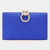 Fashnzfab Shimmery Evening Clutch / Crossbody Bag In Blue