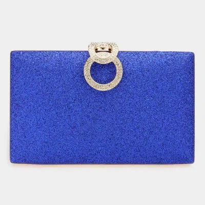 Fashnzfab Shimmery Evening Clutch / Crossbody Bag In Blue